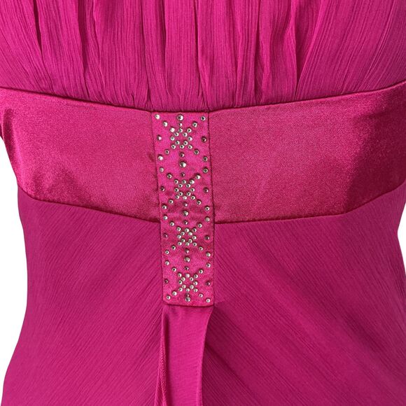 Vintage Silk Slip Dress Size 2 Pink Rhinestone Asymmetric Shelli Seagal Y2K 90s - Picture 6 of 16